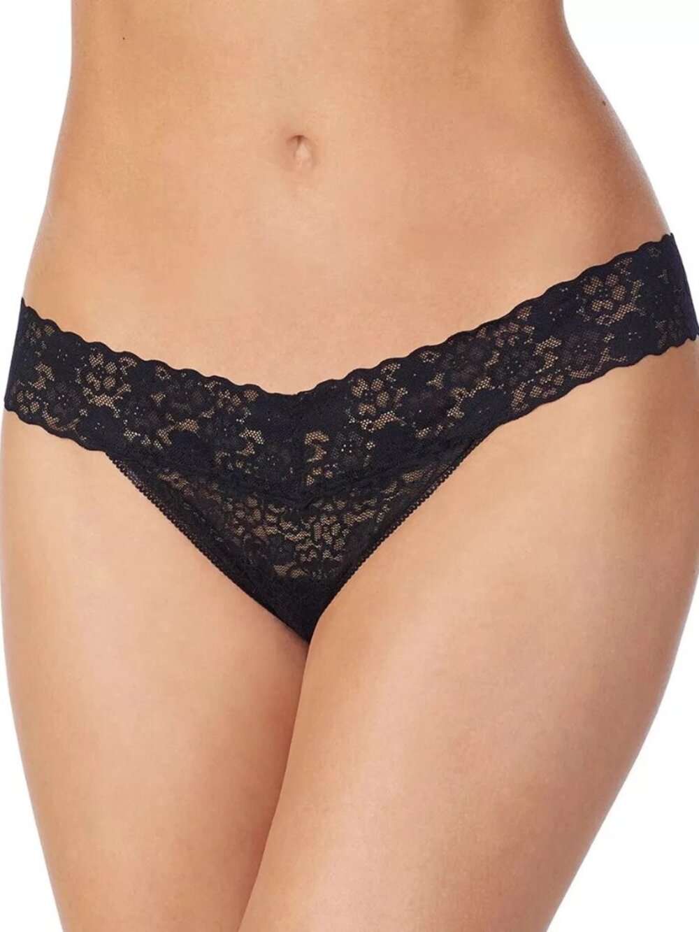 SO Intimates Black Floral Embroidered Lace Thong Junior Size 8/XL Panty nwt